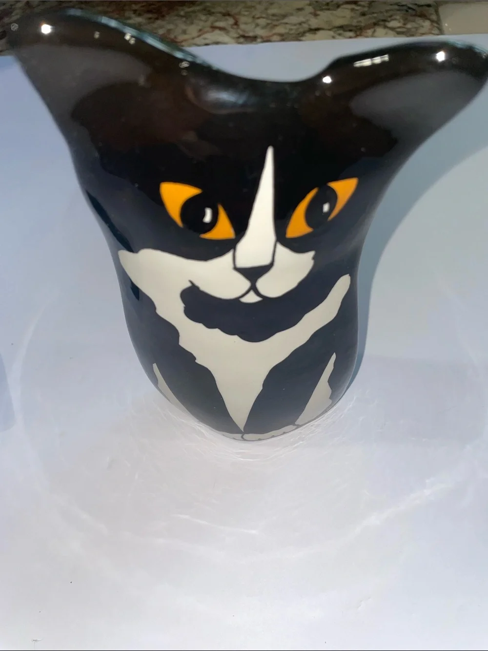 2001 Vintage Nina Lyman Black & White Cat Ceramic Vase Decor for Pets Lovers